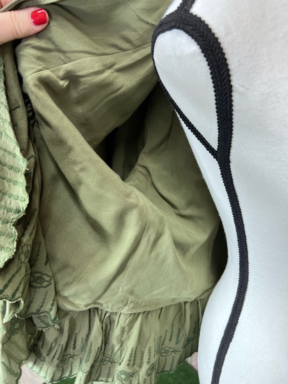 SUNDANCE Olive Ruffle Trim Boho Embroidery Military/Band Jacket, S - Picture 11 of 13